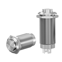 Sakelar Tombol Kuningan Baja Tahan Karat Tahan Air IP65 10A12V Arus Tinggi Kecil 12mm Lampu Self-Locking Power Start