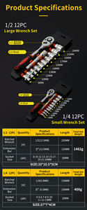 12 cái đa chức năng tự động sửa chữa công cụ thiết lập Ratchet Ổ cắm cờ lê công nghiệp cấp chất lượng cao thép carbon công cụ phần cứng Kit - Product Image 6