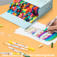 Stylos de couleur Ohuhu 160 couleurs, pinceau et fineliner, à base d'eau, porte-stylo noir