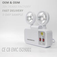 Lampu Darurat LED Dua Kepala Berkualitas Premium 2*3W PP Isi Ulang Daya, Desain Pemasangan di Dinding, Waktu Darurat 120 Menit