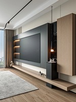 Meuble TV mural sur mesure pour toute la maison, meuble TV haut de gamme en bois massif pour salon, meubles pour la maison avec un aspect élégant