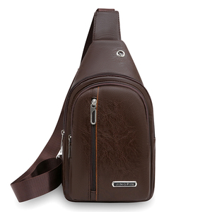 Men PU Leather Fashion Waterproof <b>Backpack</b> Large Capacity Outdoor Travel Crossbody Sports Chest Bag PU <b>Backpack</b> Bag - Product Image 2