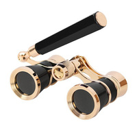 Binoculares de Ópera LUXUN 3X25 de Metal Antiguo para Damas, Binoculares de Ópera Dorados de Moda para Teatro con Mango