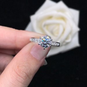 Bague de fiançailles en diamant et en argent, 4 en 1, couleur vvs momanite, pour femmes - Product Image 2