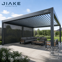 Jiake Outdoor Aluminium-Pergola mit Motorisiertem Zip-Screen und Wasserdichtem Lamellendach, Windgeschützter Gartenbereich für Terrassen