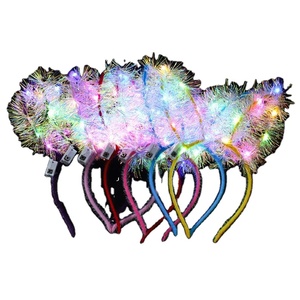 Serre-tête en plastique à oreilles de lapin dorées lumineuses à LED, délicat et très tendance, pour décoration capillaire de fête d'anniversaire pour fille - Product Image 1