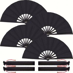 Wholesale Customised Ute Portable Folding Bamboo <b>Hand</b> <b>Fan</b> Painted Wooden Kongfu Style with Flower Design and Pouch - Product Image 2
