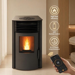 Stufa a <span class=keywords><strong>Pellet</strong></span> Moderna Fangran 80B con Mobile Alto, 12kW, Riscaldamento a Convezione, Caminetto con Telecomando e Ampia Finestra per Esposizione - Product Image 1