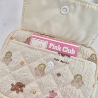 Porte-monnaie sans couture en coton pour filles porte-monnaie à motif floral cerise pour dames porte-cartes matelassé à fermeture éclair pour rouge à lèvres
