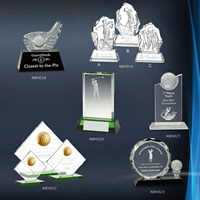 Trophée de golf personnalisé en cristal de haute qualité avec figurine de joueur en métal or, argent, bronze, logo personnalisé, pour un coup de golf à la par.