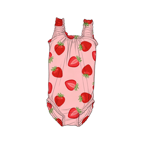 Maillots <span class=keywords><strong>de</strong></span> <span class=keywords><strong>bain</strong></span> pour bébés filles à séchage rapide personnalisés, imprimé fraises, vente en gros d'usine, maillots <span class=keywords><strong>de</strong></span> <span class=keywords><strong>bain</strong></span> pour enfants - Product Image 3