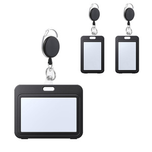 Factory direct stock of oval nylon rope easy-pull buckle double-sided transparent hard card <b>holder</b> set for name badges and <b>ID</b> - Product Image 1