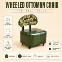 Petite chaise en cuir de style antique et luxueux avec roulettes, tabouret d'appoint portable, tabouret à chaussures pour salon