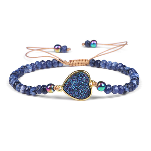 Bracciale in Pietra Naturale <span class=keywords><strong>con</strong></span> Ciondolo a Cuore Druzy, Regolabile, Stile Boho, per Donna, Gioiello di Tendenza, Idea Regalo - Product Image 5