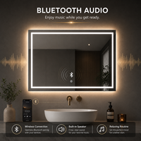 Miroir de salle de bain rectangulaire intelligent à LED avec éclairage avant et arrière, gradation progressive, 3 températures de couleur, anti-buée