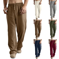 Nouveau logo de la mode Pantalon de survêtement en lin pour hommes de grande taille à impression personnalisée pour l'extérieur Pantalon de survêtement ample uni pour hommes