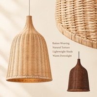 Suspension rustique en rotin naturel E27, abat-jour cloche tressé à la main pour restaurant, table à manger, boutique, intérieur de maison