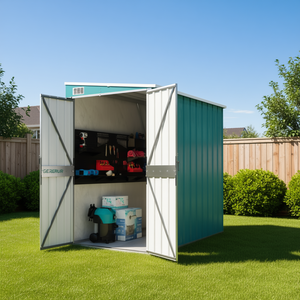 Abri de jardin mural Ge3crur 46,5x76,4x70,1 po en acier galvanisé, rangement extérieur pour outils - Product Image 2