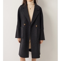 Manteau en cachemire pur, fabricant de manteaux de luxe haut de gamme, manteau d'hiver en laine noir pour femmes, manteau en laine pour dames, vente chaude