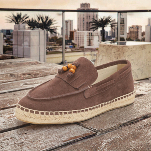 Alpargatas de Ante Marrón para Hombre al por Mayor, Mocasines con Borlas, Suela de Yute, Ligeros, Transpirables, Zapatos Planos Casuales para Verano - Product Image 3