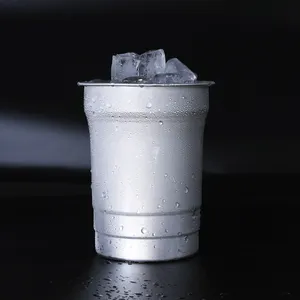 Nuevo listado de taza para beber de aluminio reciclable color personalizado 270ml 480ML 600ml taza de aluminio para fiesta