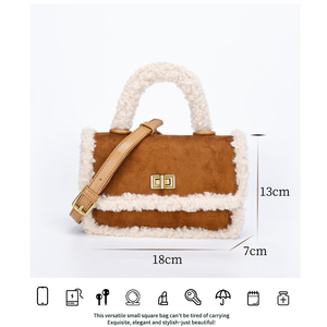 Bolso cuadrado pequeño de felpa PU, bolso retro estilo <span class=keywords><strong>Mirad</strong></span>, bolso de hombro elegante y versátil - Product Image 4