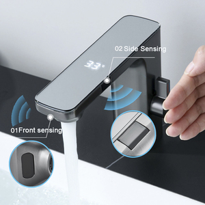Deck Mount Smart LCD Daul <strong>Sensor</strong> Bathroom Basin <strong>Faucet</strong> <strong>Automatic</strong> Temperature Digital Display Brass Touchless <strong>Faucet</strong> - Product Image 1