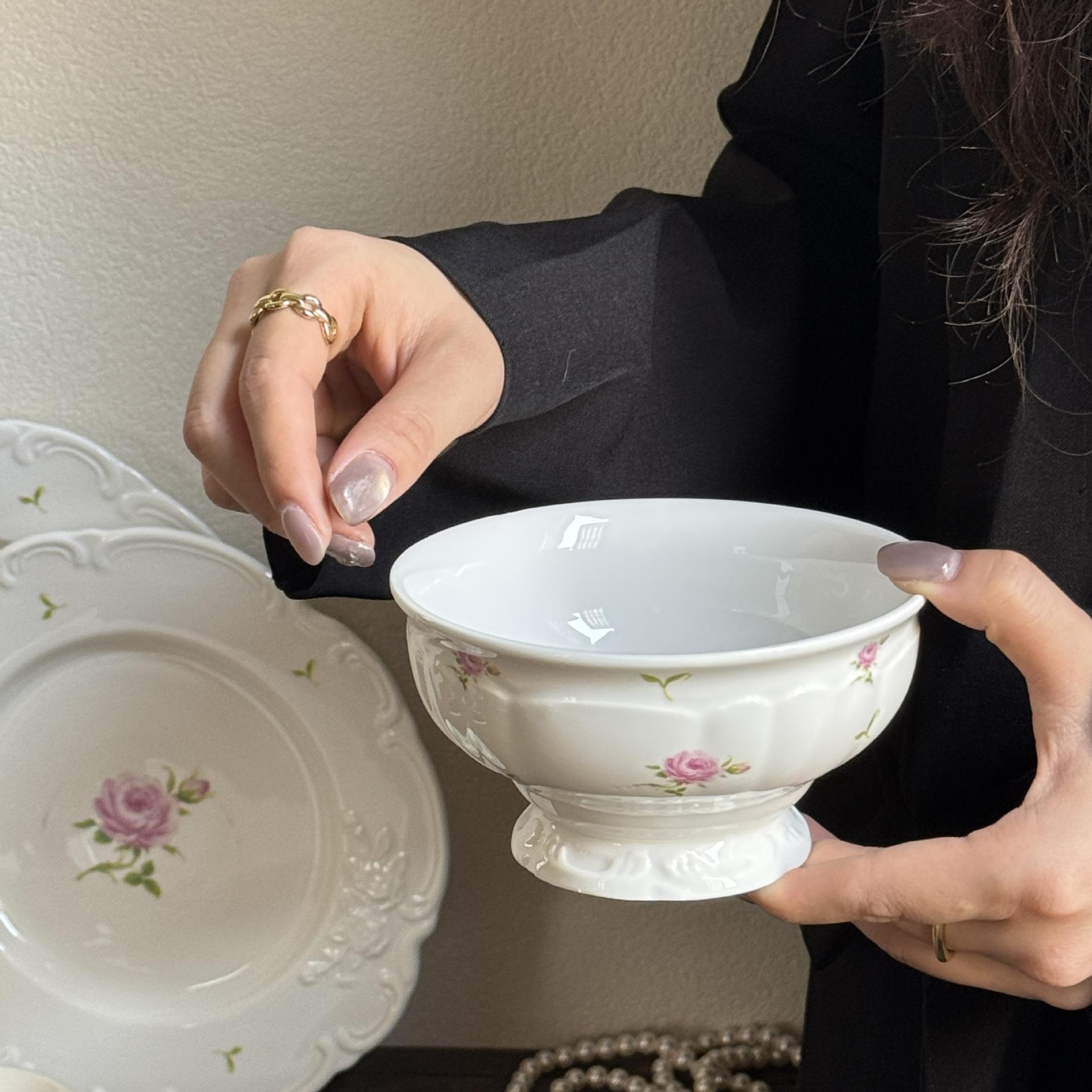 Lace pink rose bowl 13*7