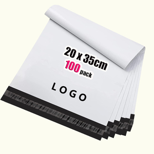 Sacs d'emballage d'expédition personnalisés en gros à forte adhérence 20x35cm 100 pièces Blanc 0,5 mil d'épaisseur Impression en relief/en creux GTU - Product Image 1