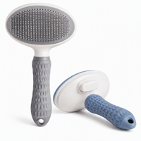 Brosse de toilettage pour animaux de compagnie à nettoyage automatique - Brosse anti-poils à une touche pour chiens et chats