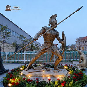 Estatua de Guerrero Griego de Metal para Decoración de Exteriores, Escultura de Bronce y Latón de Tamaño Real, Estatua Espartana de Leónidas en <span class=keywords><strong>Venta</strong></span> - Product Image 4