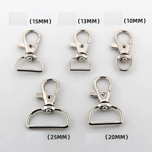 Fermoir à homard en métal argenté, fermoir pivotant large, cordon de sécurité, mousqueton, porte-clés pour clés, sacs à main - Product Image 2