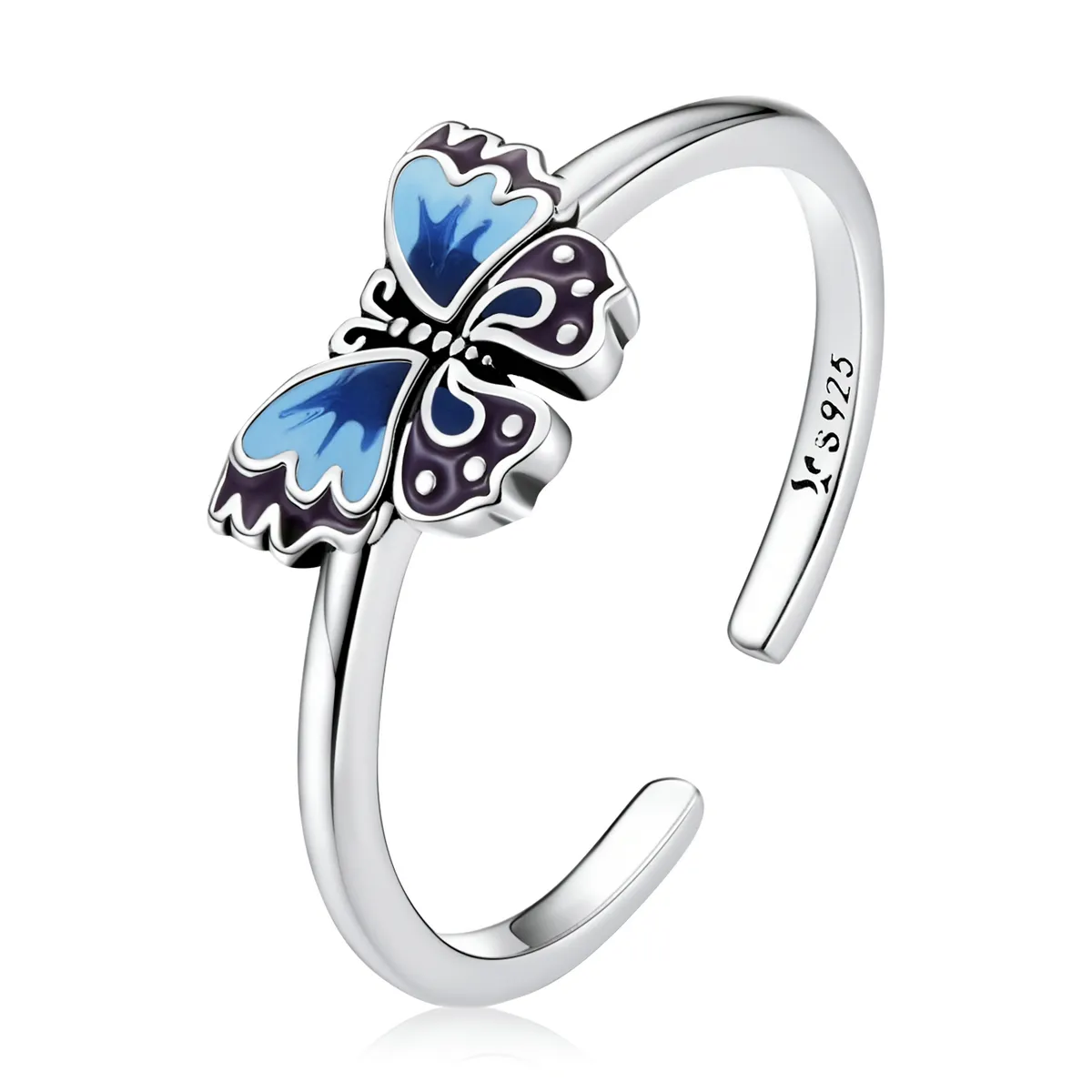925 Sterlingsilber offener Ring Emaille Schmetterling Ring für Damen Mujer Anillos Plata