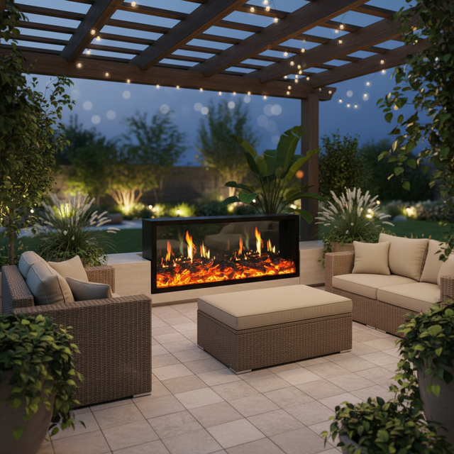 Smart LCD Electric Fireplace - Flame Effect Simulation, Remote & Voice Control, Adjustable Heating, CE Certified