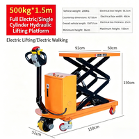 Chariot élévateur à ciseaux électrique hydraulique 500 kg 1100 lbs, plateforme mobile de levage de marchandises pour entrepôt, hauteur 200 cm, chariot élévateur 2 m
