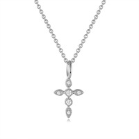 Collier pendentif croix en argent sterling S925 imperméable pour femmes et filles, collier ras du cou en moissanite plaqué or, fournitures de bijoux personnalisés