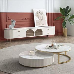 JINS Table basse de luxe de style moderne et supports de télévision en bois blanc avec support de tiroir meubles de salon de meuble de télévision - Product Image 5
