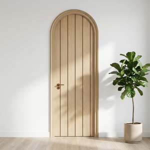 ZS Maßgefertigte Luxus-Inneneinrichtungen Neuestes Design Einfache Teakholz Schlafzimmer Badezimmer Französischer Stil Gewölbte Massivholztür - Product Image 4