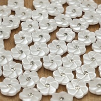 Kancing Resin Bunga Plum Berhiaskan Rhinestone Desain Bunga Enam Kelopak dengan Tangkai Tersembunyi, Kancing Dekoratif untuk Kemeja, Gaun, dan Rajutan