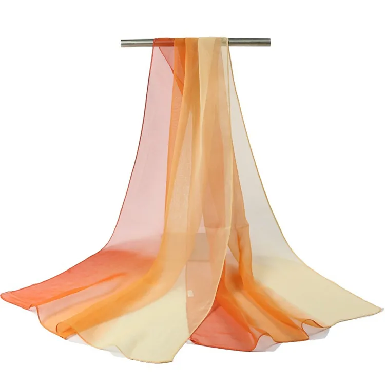 Foulard en soie pour femme, musulman, dégradé de couleur, écharpe en Satin, Georgette, combinaison