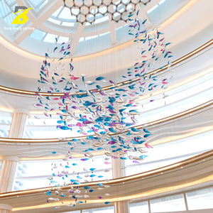 Lustre LED Dynamique en Forme de Banc de Poissons - Luminaire Suspendu Personnalisé et Coloré pour Atrium d'Hôtel et Centre Commercial - Product Image 5