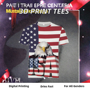 เสื้อยืดลำลองลายกราฟิกแบบยูนิเซ็กซ์ พิมพ์ลายโลโก้แบบกำหนดเอง ลายธงทอแบบสามมิติ แขนสั้น - Product Image 2