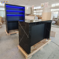 Accueil Bar Design contemporain en marbre noir Salon d'hôtel Café Restaurant Salle à manger Restaurant Villa House Basement Island Bar Counter