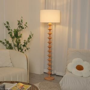 Lámpara de Pie Vintage de Estilo Japonés con Madera Retro, Fuente de Luz LED, Control de Interruptor, Iluminación Ambiental para Sala de Estar, Dormitorio - Product Image 2