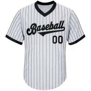 Maillots de baseball en gros OEM vierges pour sublimation, entièrement brodés, col en V - Product Image 4