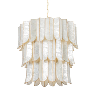 Lustre rond contemporain à double hauteur en coquille de capiz pour salon, décoration de luxe, lampes suspendues au plafond, lustres pour escalier
