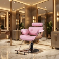 Chaise de salon moderne sur mesure d'usine OEM, chaise de barbier avec accoudoirs en bois et appui-tête réglable pour salon de coiffure, spa