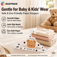 Porte-vêtements en carton écologique pour enfants, vente en gros, logo personnalisé, directement de l'usine, pour magasin de vêtements