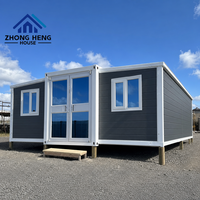 Maison préfabriquée extensible à double aile de 20, 30 ou 40 pieds avec entrée centrale en verre, personnalisable, 1 à 4 chambres, type conteneur