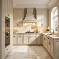 Armoires de cuisine européennes de style moderne personnalisées George, en bois massif blanc, ensemble d'armoires de cuisine modulaires